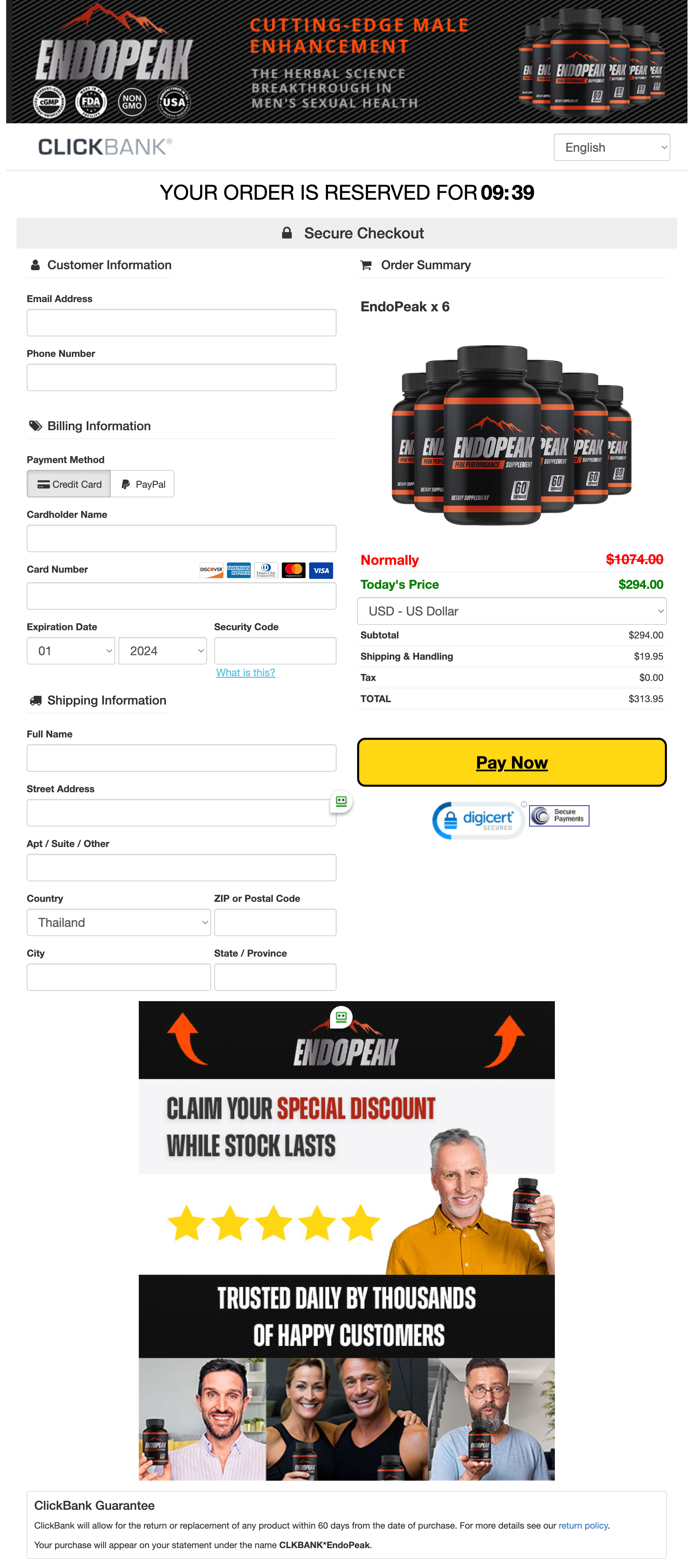 EndoPeak - Order Page